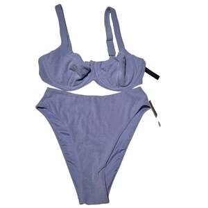 Victoria Secret Terry Cloth Bikini Set Top 36D High Waist Bottom M